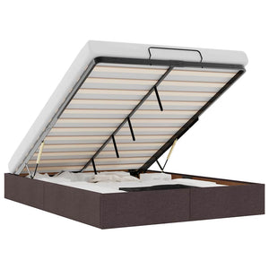 vidaXL Ottoman Bed Frame Dark Brown 140x200 cm Fabric (without mattress)