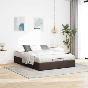 vidaXL Ottoman Bed Frame Dark Brown 140x200 cm Fabric (without mattress)