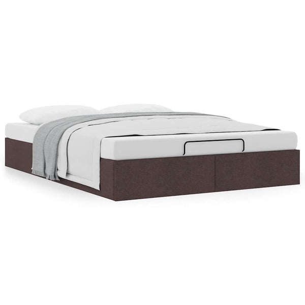 vidaXL Ottoman Bed Frame Dark Brown 140x200 cm Fabric (without mattress)