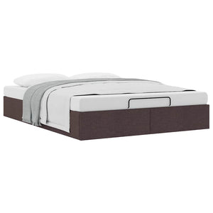 vidaXL Ottoman Bed Frame Dark Brown 140x200 cm Fabric (without mattress)
