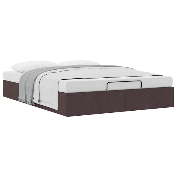 vidaXL Ottoman Bed Frame Dark Brown 140x200 cm Fabric (without mattress)