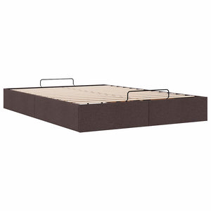 vidaXL Ottoman Bed Frame Dark Brown 140x200 cm Fabric (without mattress)