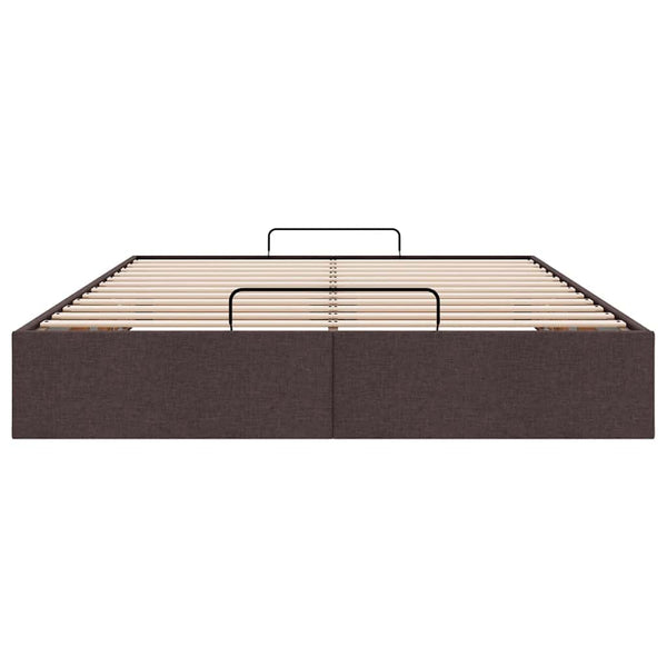 vidaXL Ottoman Bed Frame Dark Brown 140x200 cm Fabric (without mattress)
