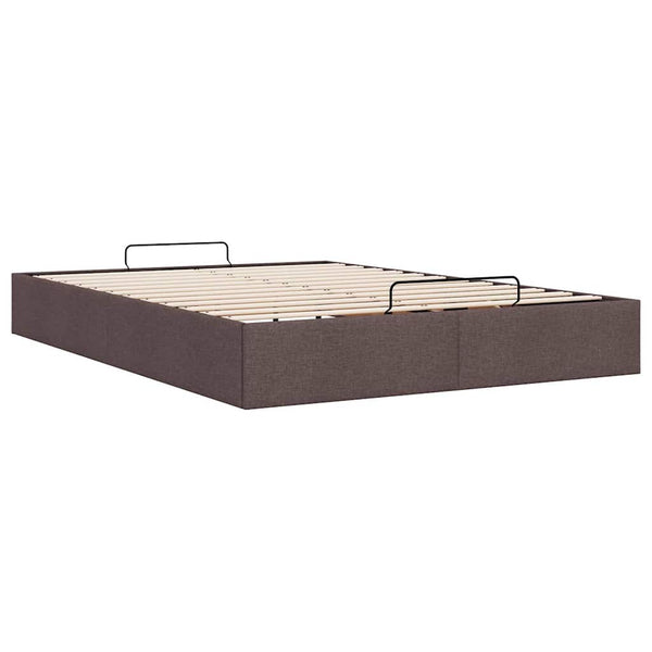 vidaXL Ottoman Bed Frame Dark Brown 140x200 cm Fabric (without mattress)