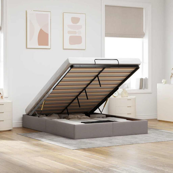 vidaXL Ottoman Bed Frame without Mattress Taupe 140x200 cm Fabric