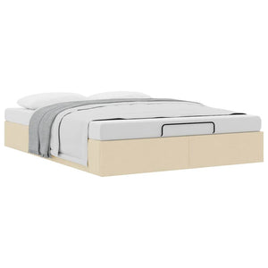 vidaXL Ottoman Bed Frame Cream 140x200 cm Fabric (Mattress Not Included)