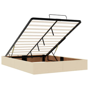 vidaXL Ottoman Bed Frame Cream 140x200 cm Fabric (Mattress Not Included)