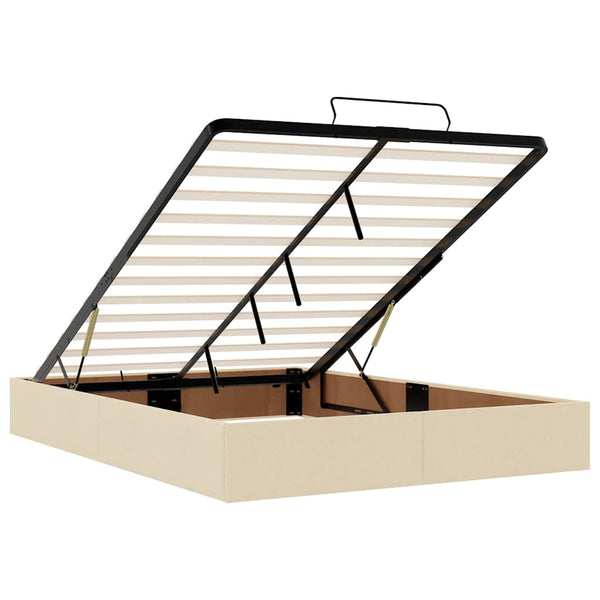 vidaXL Ottoman Bed Frame Cream 140x200 cm Fabric (Mattress Not Included)