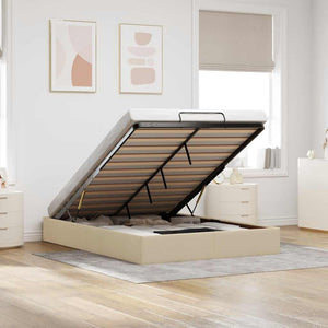 vidaXL Ottoman Bed Frame Cream 140x200 cm Fabric (Mattress Not Included)