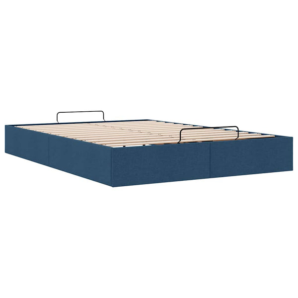 vidaXL Ottoman Bed Frame without Mattress Blue 140x200 cm Fabric