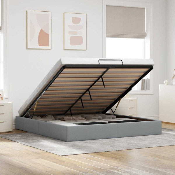 vidaXL Ottoman Bed Frame without Mattress Light Gray 160x200 cm Fabric