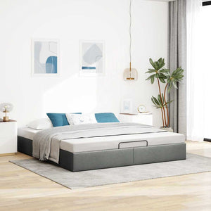 vidaXL Ottoman Bed Frame Dark Grey Fabric 160x200 cm (Mattress Not Included)