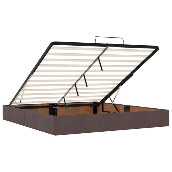 vidaXL Ottoman Bed Frame Dark Brown 160x200 cm Fabric (no mattress)