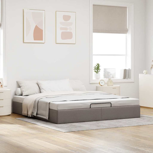 vidaXL Ottoman Bed Frame without Mattress Taupe 160x200 cm Fabric