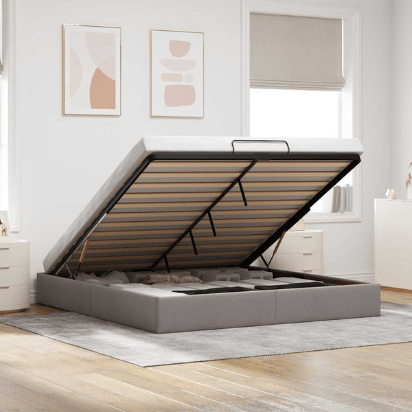 vidaXL Ottoman Bed Frame without Mattress Taupe 160x200 cm Fabric