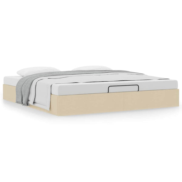 vidaXL Ottoman Bed Frame Cream 160x200 cm Fabric (Mattress Not Included)