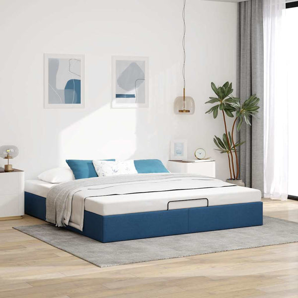 vidaXL Ottoman Bed without Mattress Blue 160x200 cm Fabric