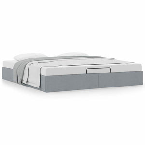 vidaXL Ottoman Bed Frame Light Grey 180x200 cm Fabric Without Mattress