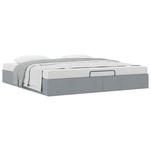 vidaXL Ottoman Bed Frame Light Grey 180x200 cm Fabric Without Mattress