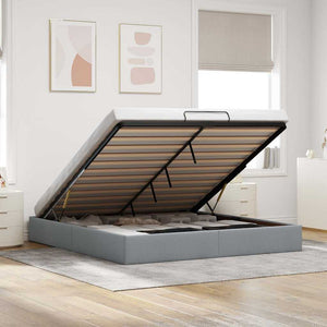 vidaXL Ottoman Bed Frame Light Grey 180x200 cm Fabric Without Mattress