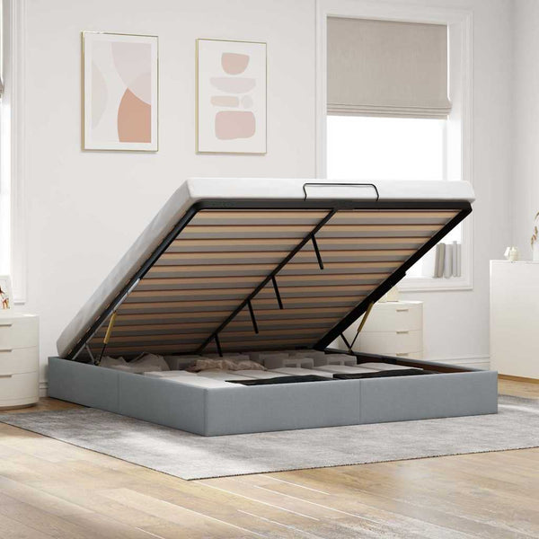 vidaXL Ottoman Bed Frame Light Grey 180x200 cm Fabric Without Mattress