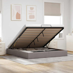 vidaXL Ottoman Bed Frame without Mattress Taupe 180x200 cm Fabric