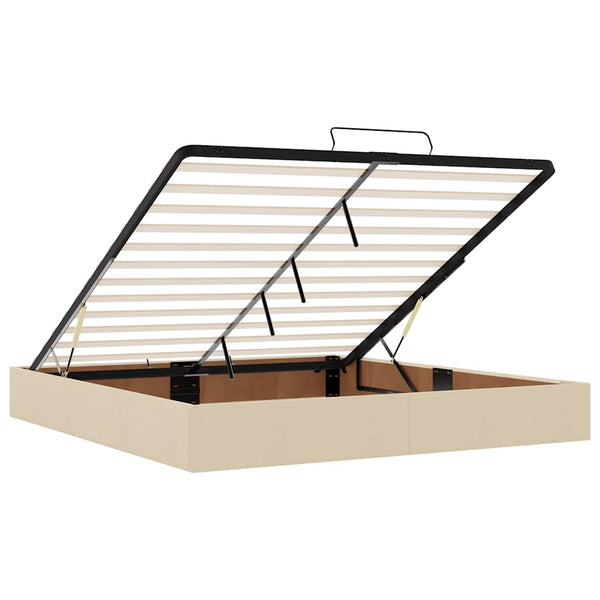 vidaXL Ottoman Bed Frame Cream 180x200 cm Fabric (Mattress Not Included)