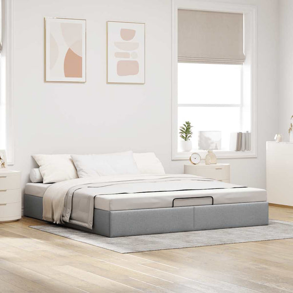 vidaXL Ottoman Bed Frame without Mattress Light Grey 200x200 cm Fabric