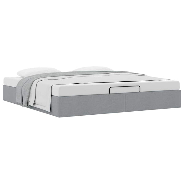 vidaXL Ottoman Bed Frame without Mattress Light Grey 200x200 cm Fabric