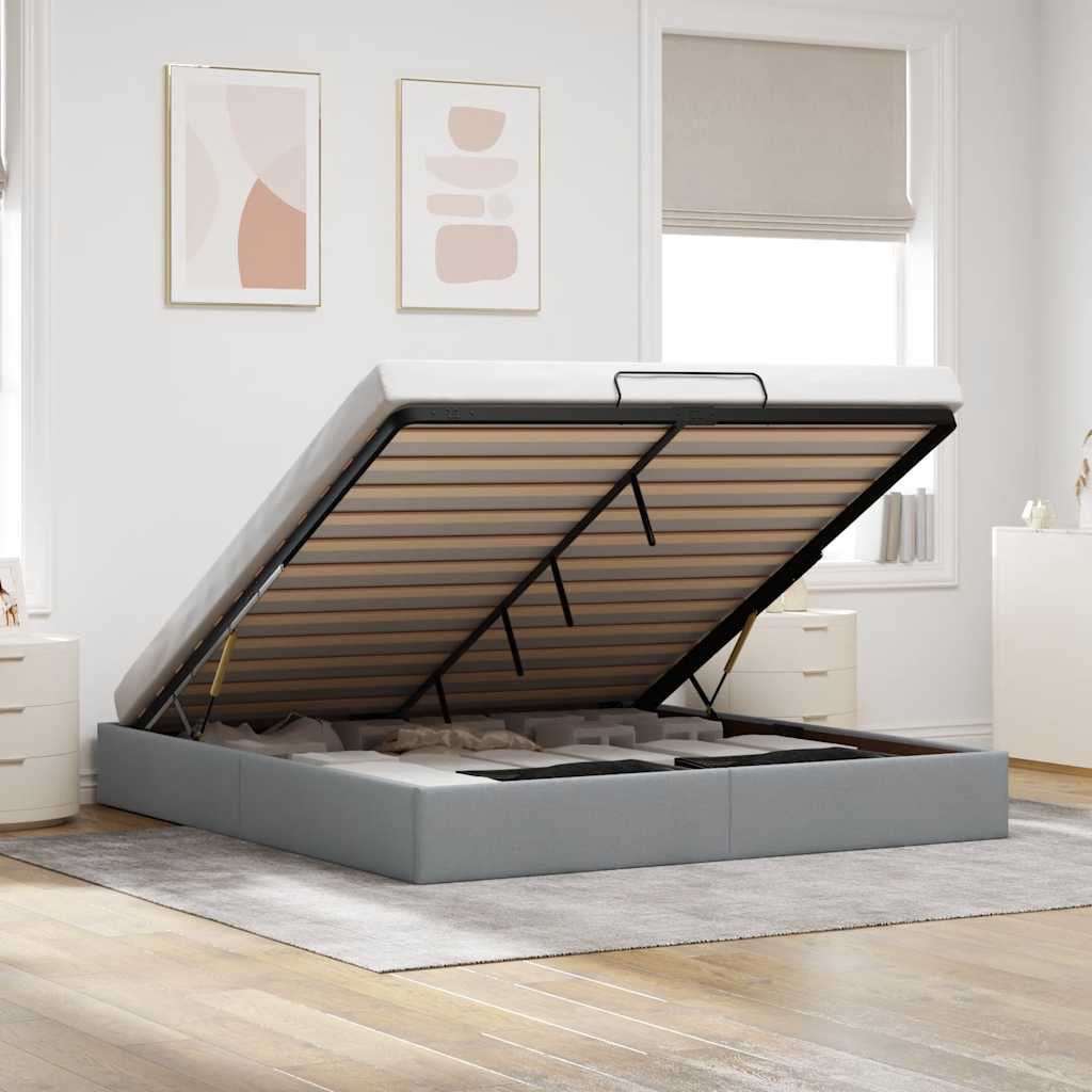 vidaXL Ottoman Bed Frame without Mattress Light Grey 200x200 cm Fabric