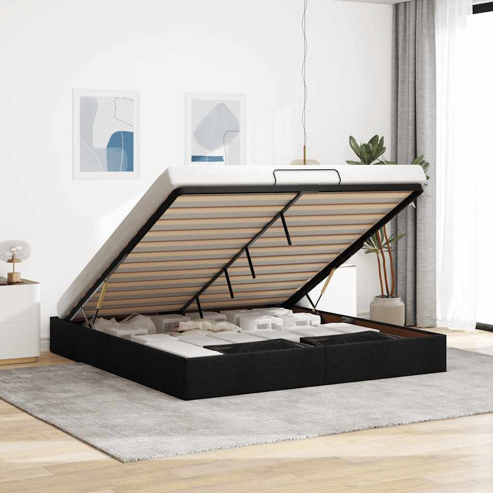 vidaXL Ottoman Bed Frame without Mattress Black 200x200 cm Fabric