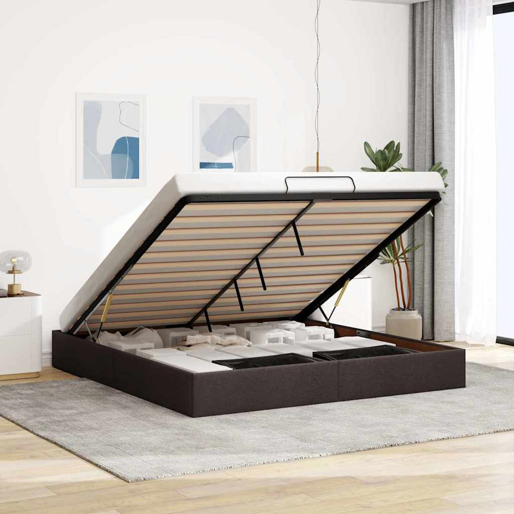vidaXL Ottoman Bed Frame without Mattress Dark Brown 200x200 cm Fabric