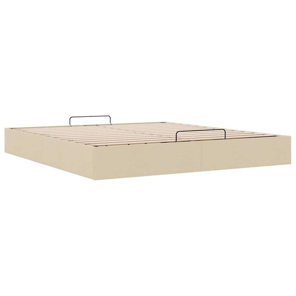 vidaXL Ottoman Bed Frame Cream 200x200 cm Fabric (Mattress Not Included)