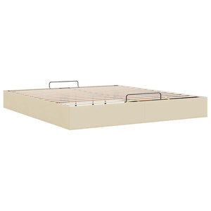 vidaXL Ottoman Bed Frame Cream 200x200 cm Fabric (Mattress Not Included)