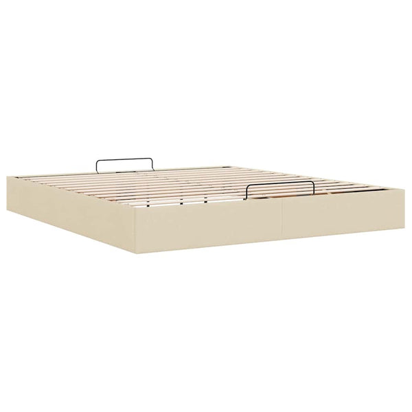 vidaXL Ottoman Bed Frame Cream 200x200 cm Fabric (Mattress Not Included)