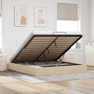 vidaXL Ottoman Bed Frame Cream 200x200 cm Fabric (Mattress Not Included)