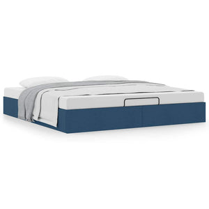 vidaXL Ottoman Bed Frame without Mattress Blue 200x200 cm Fabric