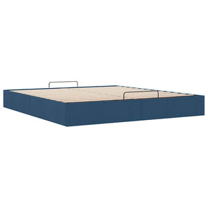 vidaXL Ottoman Bed Frame without Mattress Blue 200x200 cm Fabric