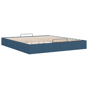 vidaXL Ottoman Bed Frame without Mattress Blue 200x200 cm Fabric