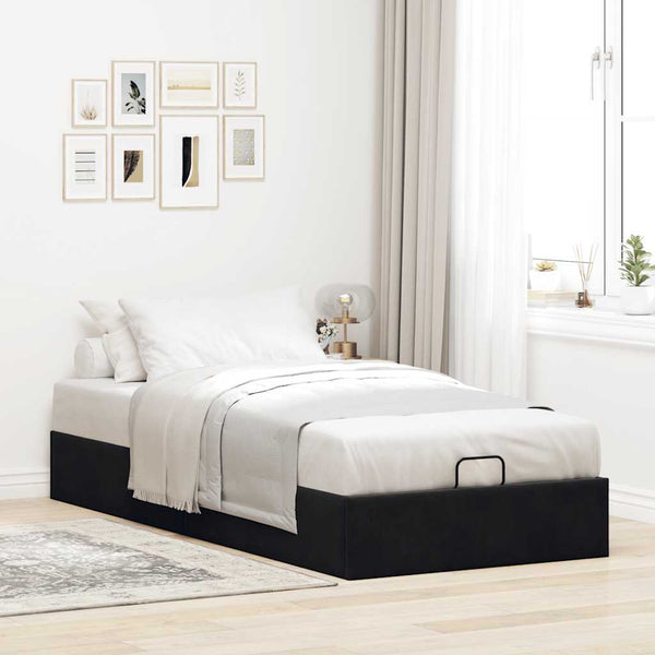 vidaXL Ottoman Bed Frame without Mattress Black 80x200 cm Velvet