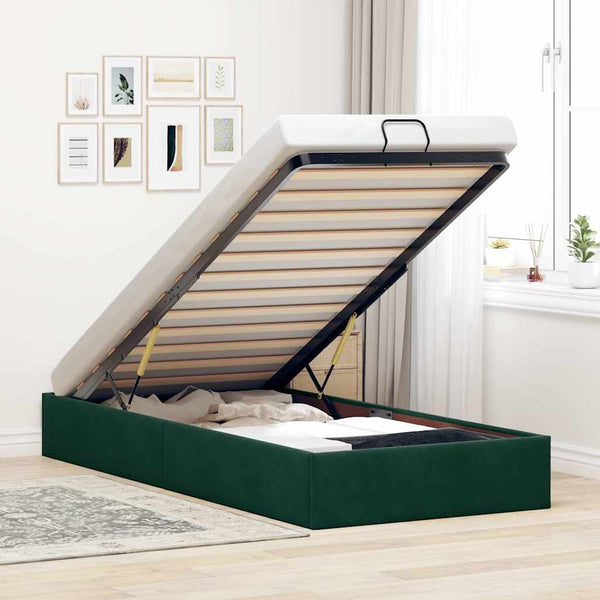 vidaXL Ottoman Bed Frame without Mattress Dark Green 80x200 cm Velvet