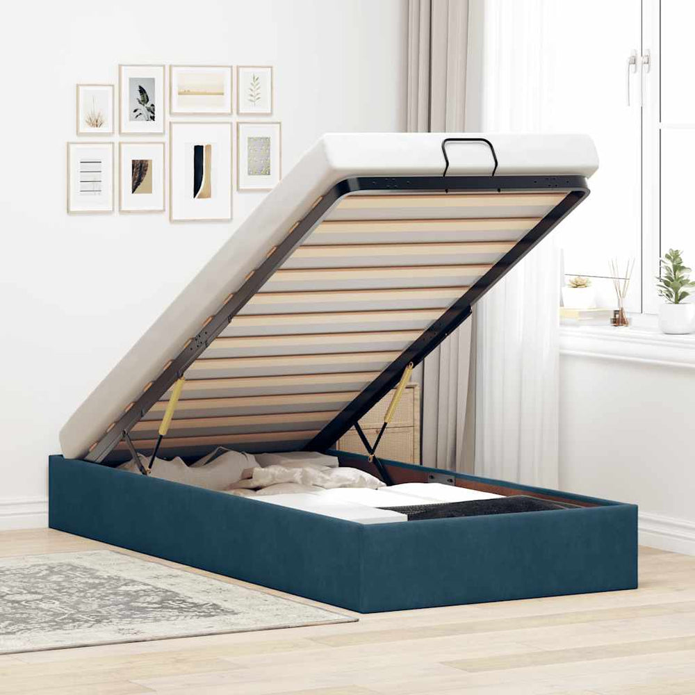 vidaXL Ottoman Bed Frame without Mattress Dark Blue 80x200 cm Velvet