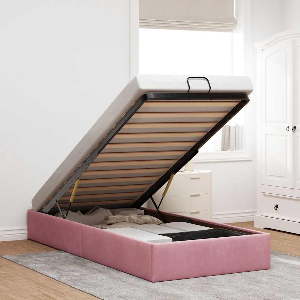 vidaXL Ottoman Bed Frame Pink 80x200 cm Velvet