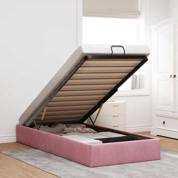 vidaXL Ottoman Bed Frame Pink 80x200 cm Velvet