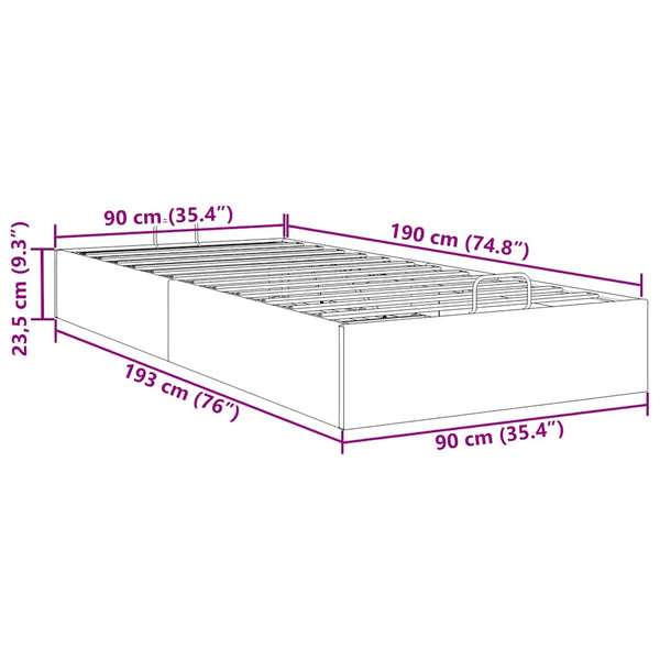 vidaXL Ottoman Bed Frame Dark Grey 90x190 cm Velvet (Mattress Not Included)