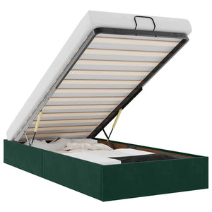 vidaXL Ottoman Bed Frame Dark Green 90x190 cm Velvet