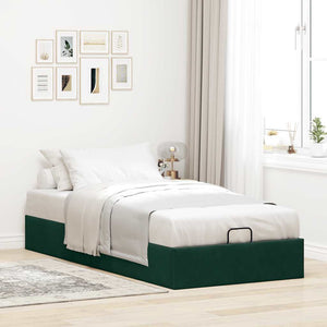 vidaXL Ottoman Bed Frame Dark Green 90x190 cm Velvet