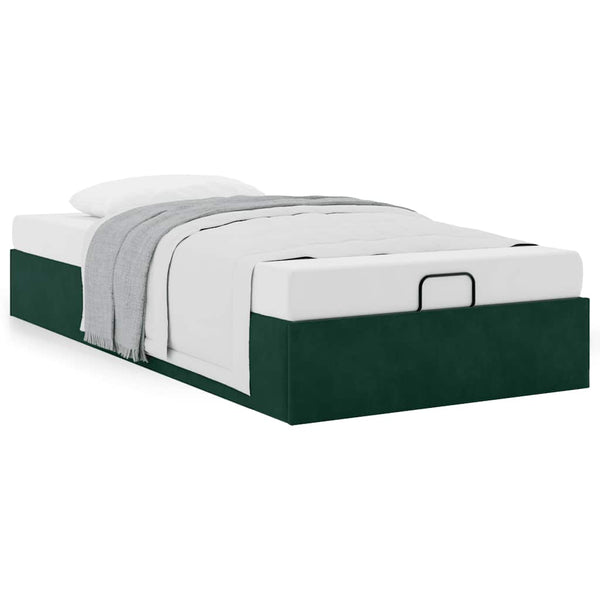 vidaXL Ottoman Bed Frame Dark Green 90x190 cm Velvet