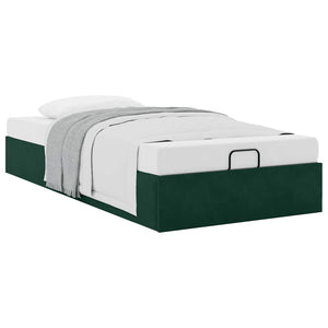 vidaXL Ottoman Bed Frame Dark Green 90x190 cm Velvet
