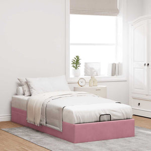 vidaXL Ottoman Bed Frame Pink 90x190 cm Velvet (No Mattress)